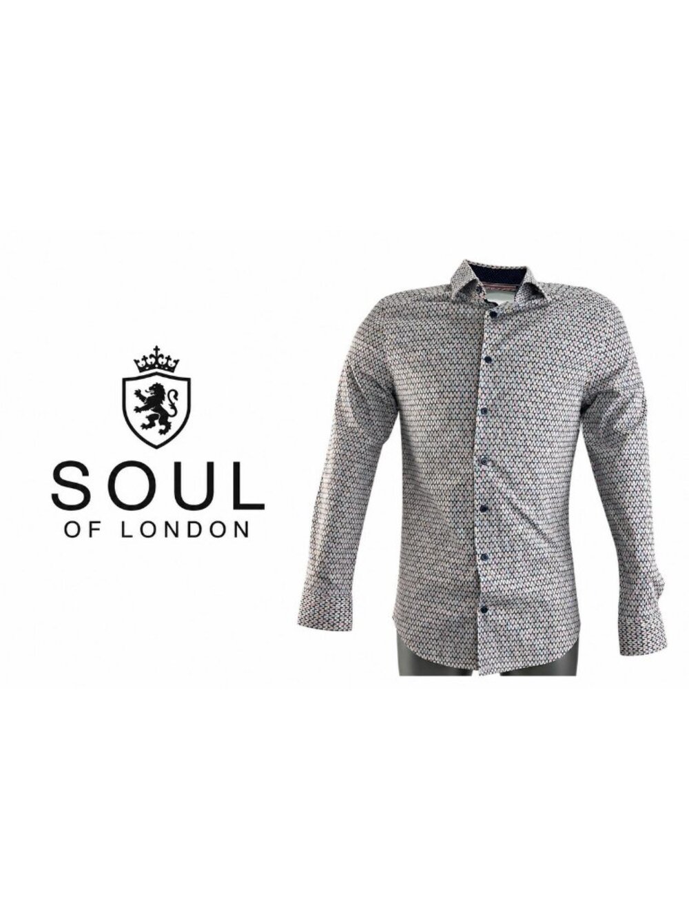 SOUL OF LONDON Men's Long Sleeve Button-Up Shirt ~ Large